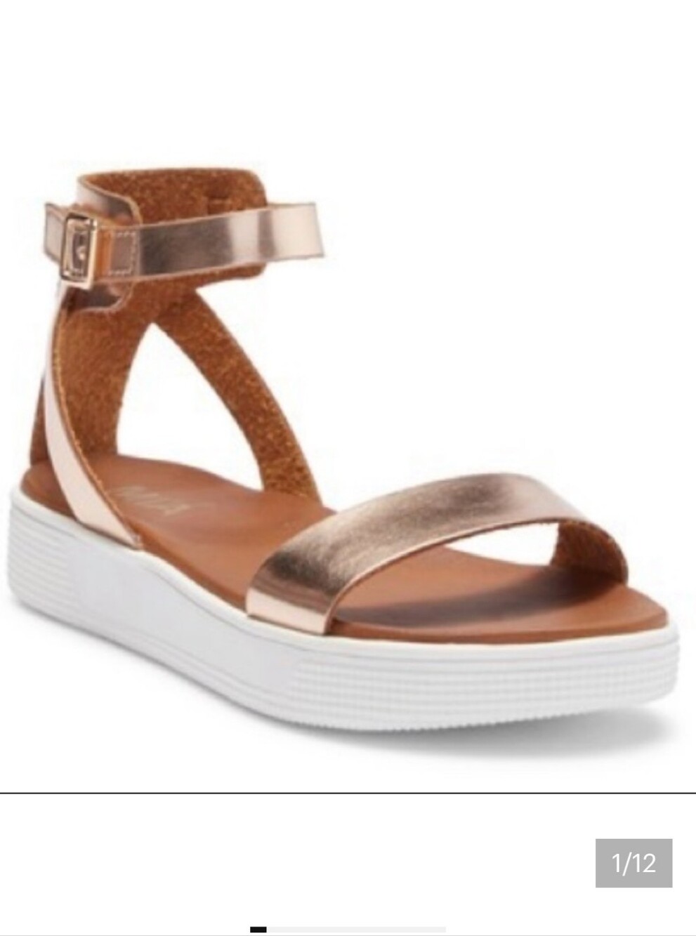Girls Metallic Rose Gold Ankle Strap Sandal